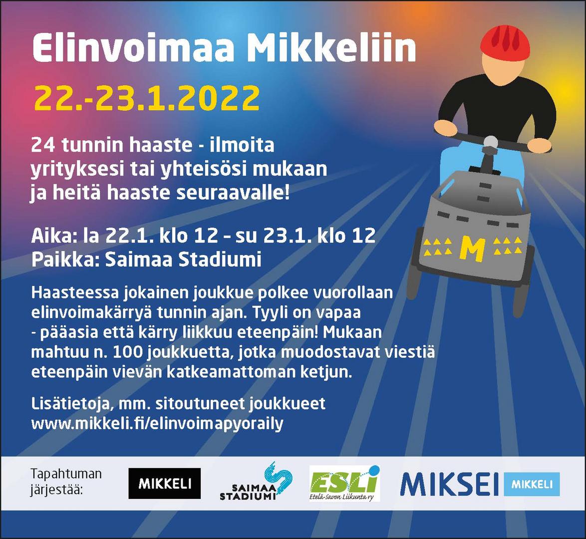 Elinvoimaa Mikkeliin -pyoräily 22.-23.1.2022